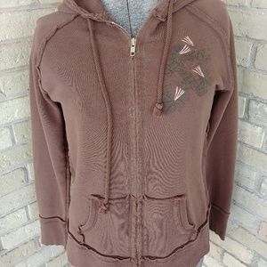 Chocolate Brown Floral Embellished Hoodie